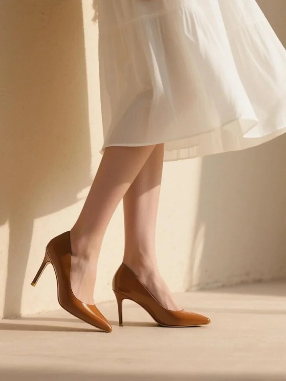 Women's Brown Patent Pump Shoes 3.5